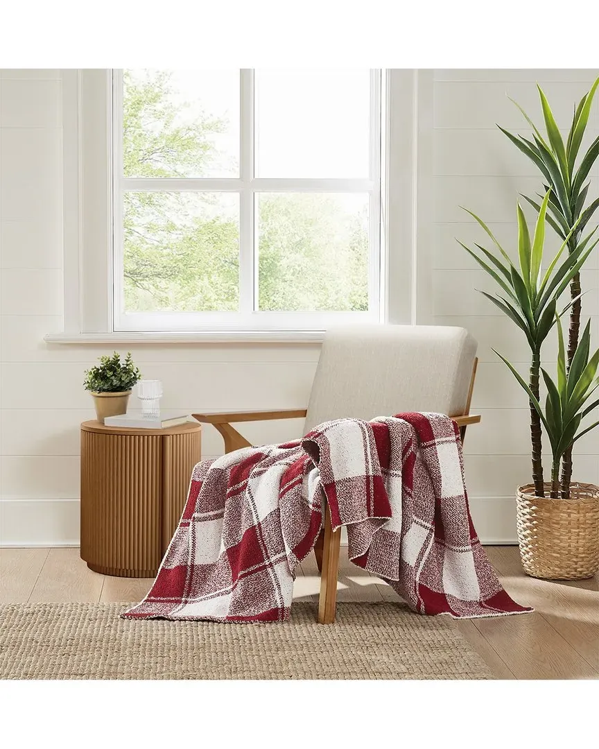 Dusted Plaid Throw - Burgundy, Polyester
