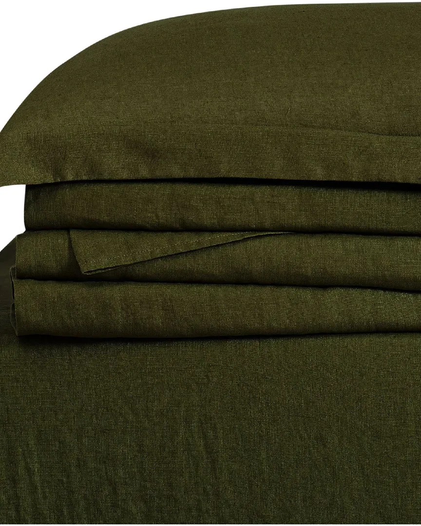 Linen Sheet Set - Olive Green image