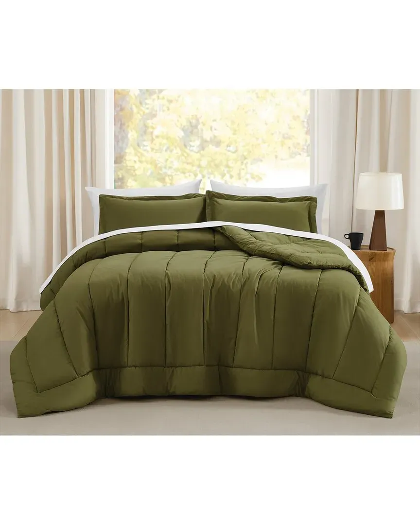 Oversized 3pc Comforter Set - Olive Green, Cotton Percale image