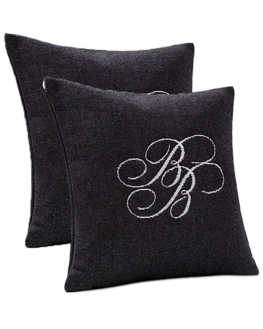 BB Monogram Decorative Pillow Set - Black, Cotton image