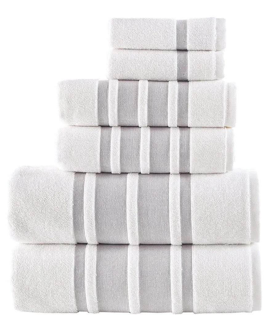 Contrast Border 6Pc Towel Set - Taupe, Turkish Cotton
