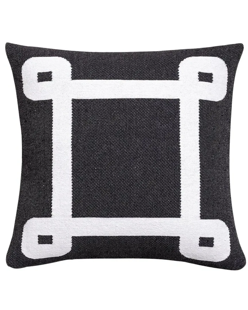 Geo Border Decorative Cotton Pillow - Black image