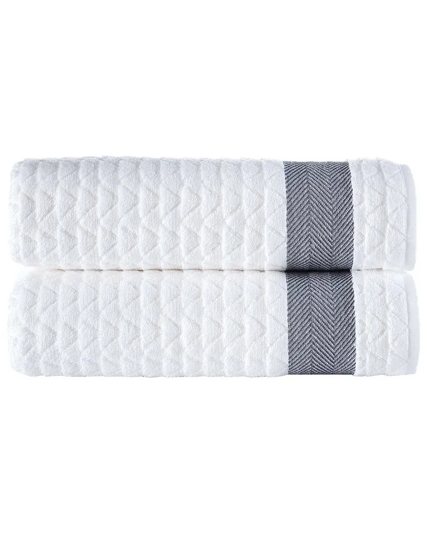 Herringbone 2Pc Bath Sheets - White, Turkish Cotton