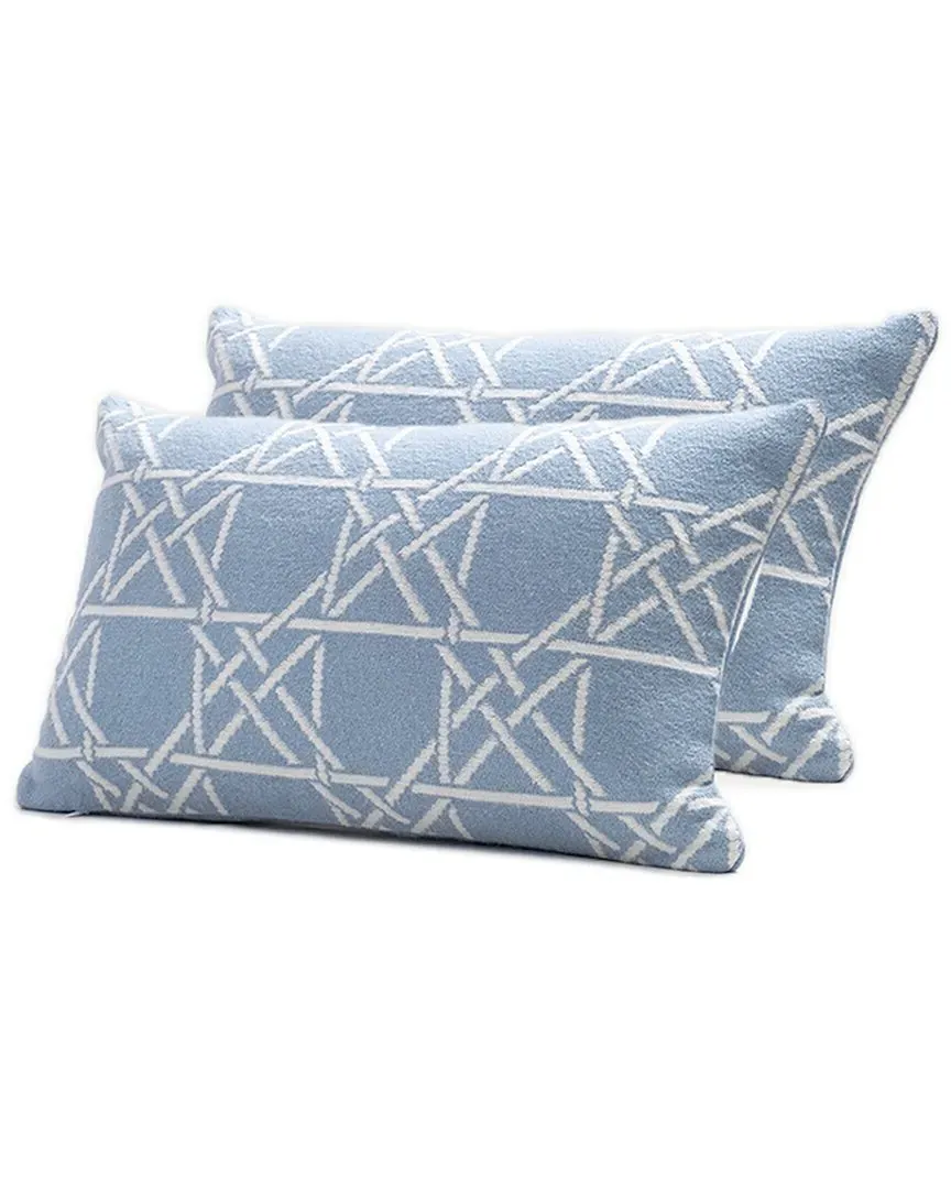 Lattice Work Decorative Pillow Set - Light Marine, Cotton