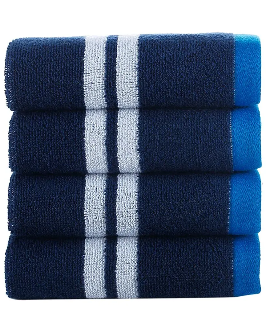Nautical Blanket Stripe 4Pc Wash Towels - Navy, Turkish Cotton image