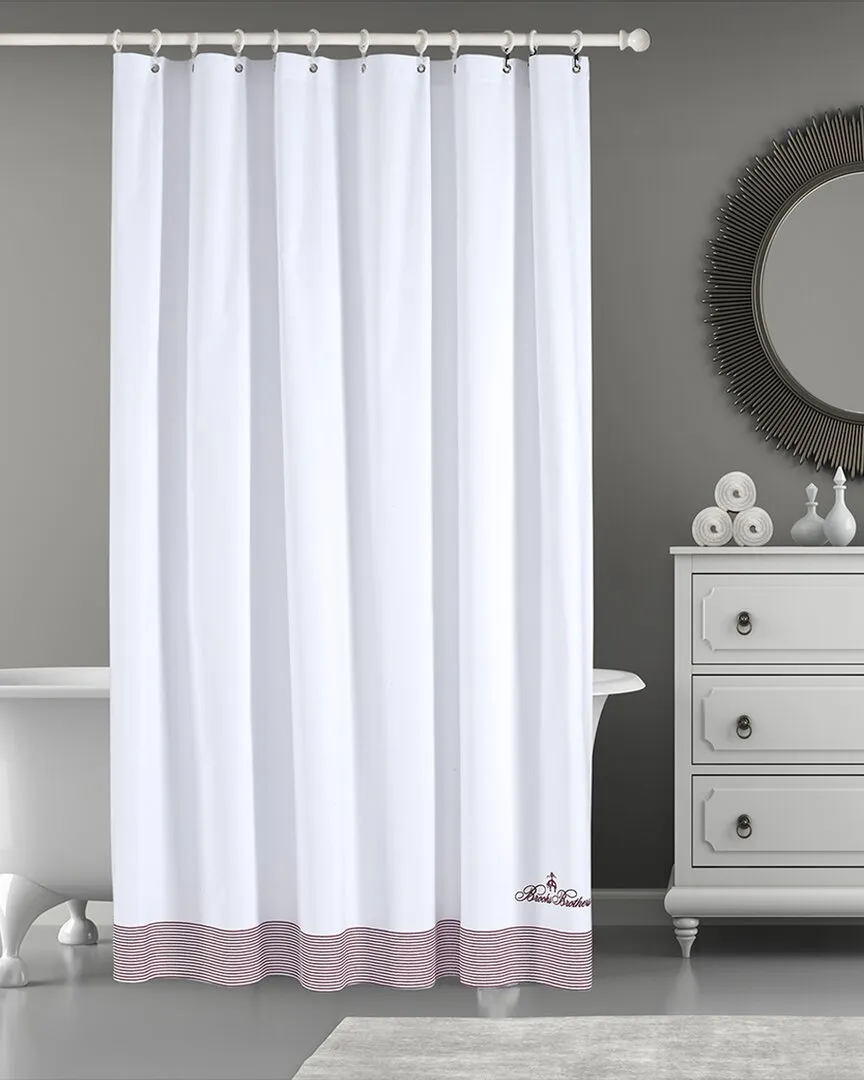 Rope Stripe Border Shower Curtain - Green, Turkish Cotton