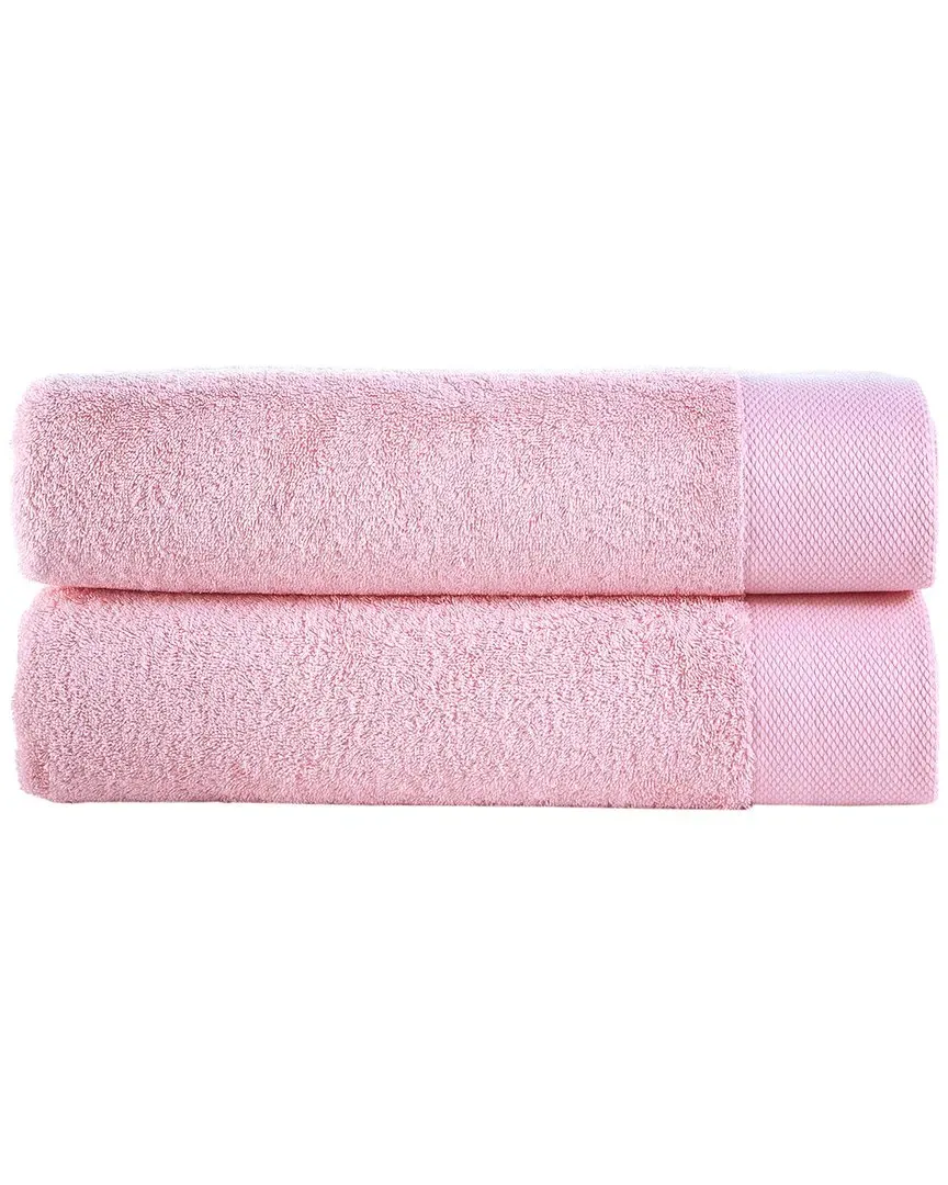 Solid Signature 2Pc Bath Sheets - Pink, Turkish Cotton image