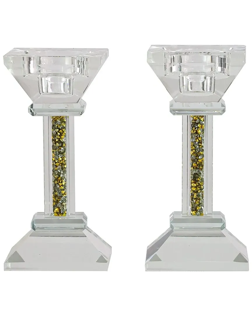 Set of 2 Crystal Candlesticks - Gold image