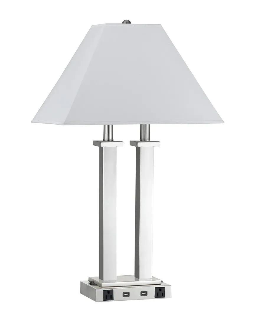 Double Light Metal Desk Lamp - Brushed Steel