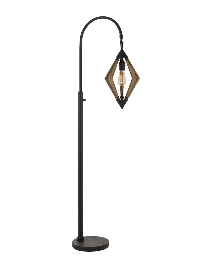 Valence Metal and Pine Wood Floor Lamp - Black