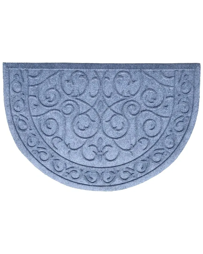 Poly Ornate Scroll Indoor/Outdoor Mat - Light Grey