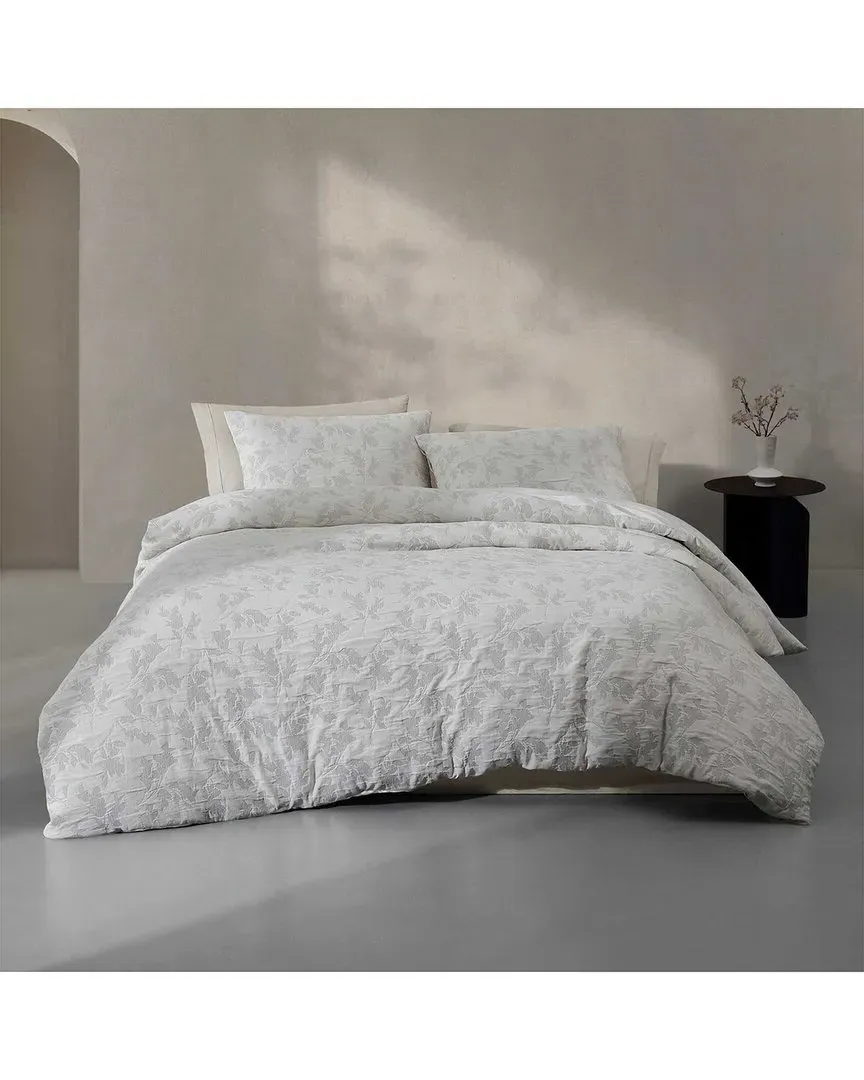 Cascade Cotton Jacquard Duvet Set - Ivory, Grey image
