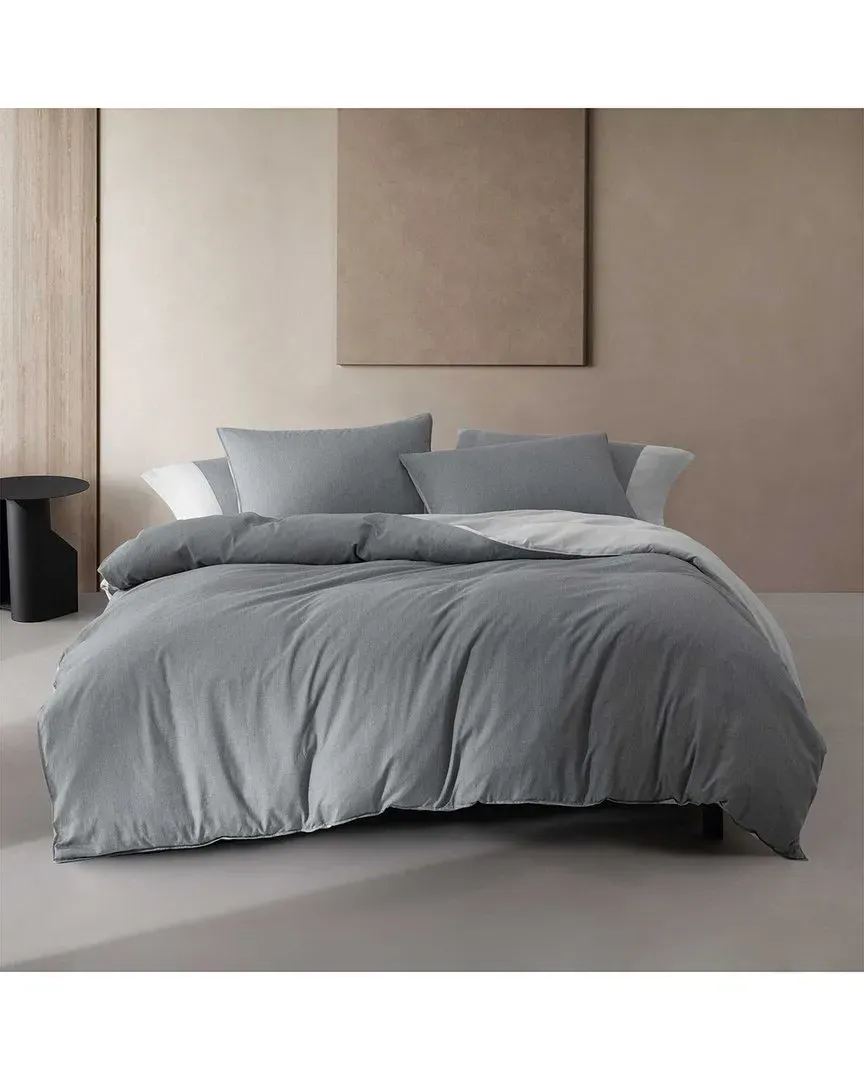 Contrast Weave Sateen Duvet Set - Dark Blue image