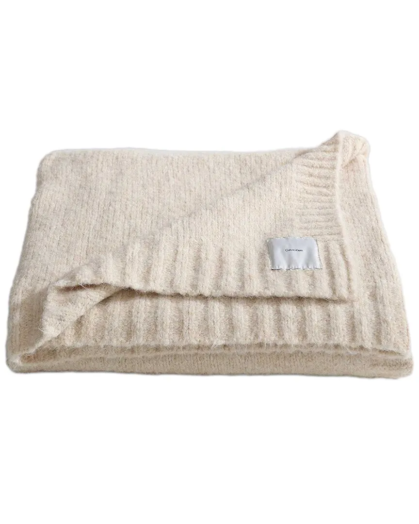Knitted Wool Blend Reversible Throw Blanket - Cream image