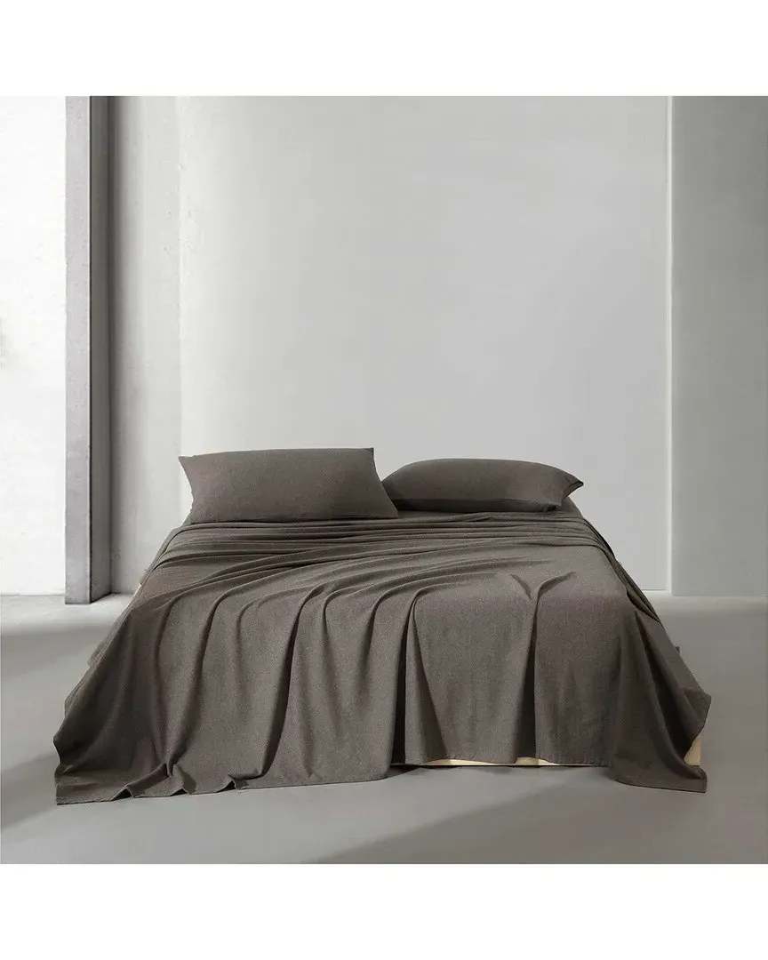 Melange Flannel Cotton Sheet Set - Chocolate image
