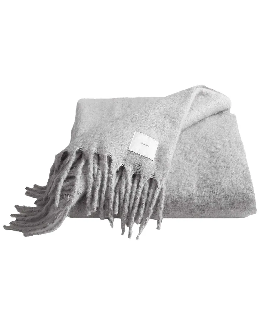 Mohair Solid Reversible Throw Blanket - Grey, Polyester