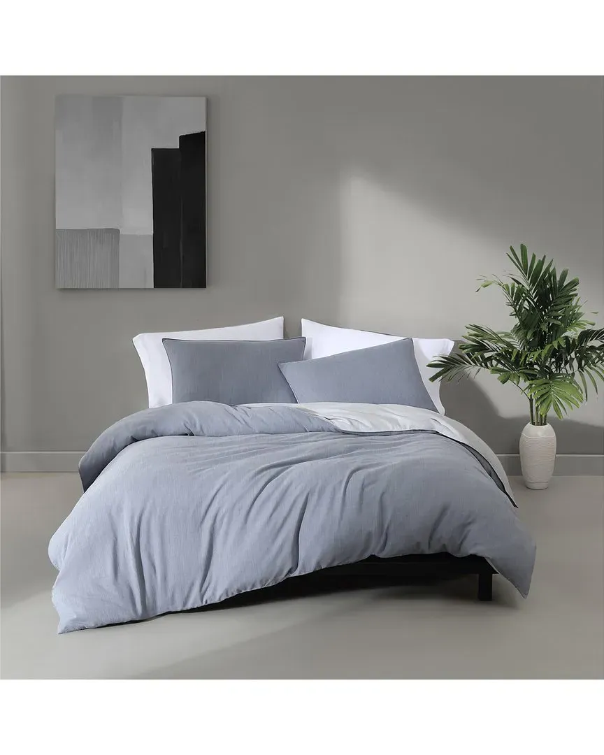 Queen Reversible Duvet Cover Set - Slate Blue, Tencel image