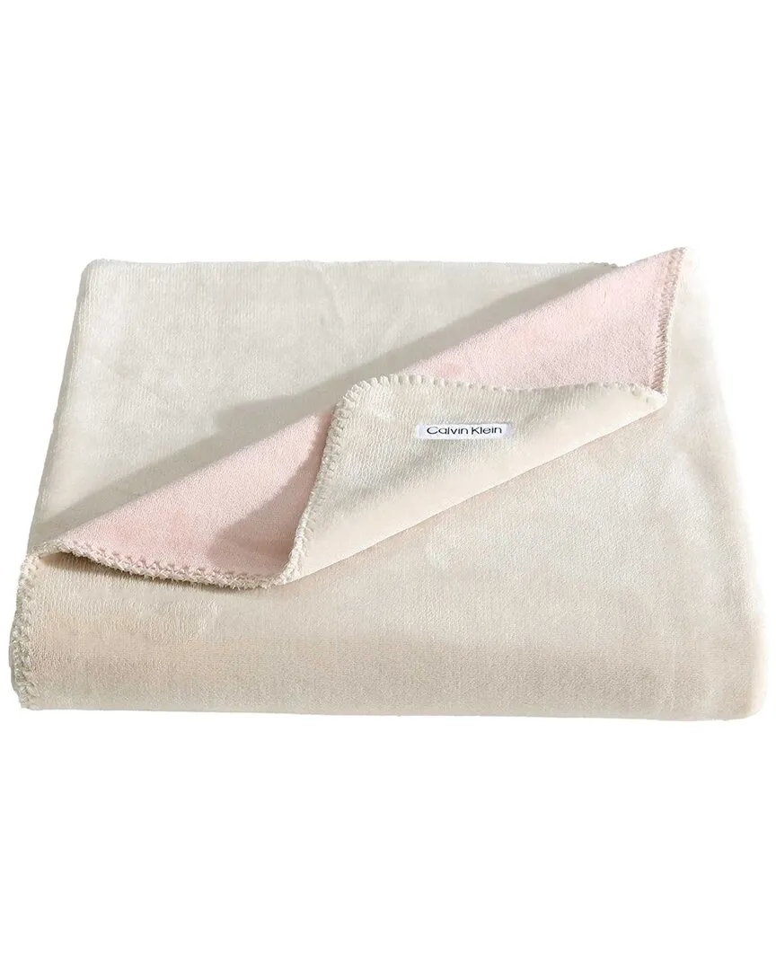 Reversible Solid Throw Blanket - Light Beige, Polyester image