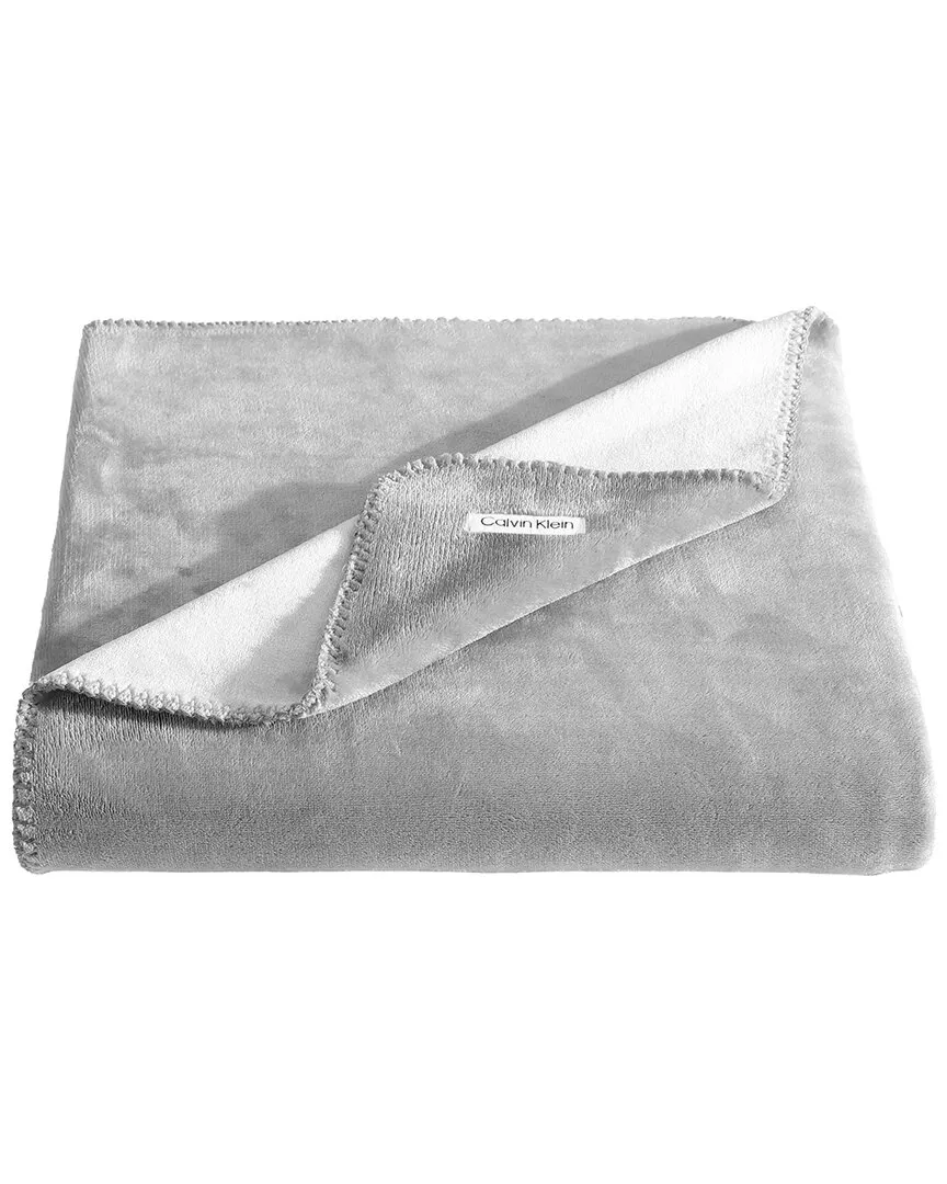 Reversible Solid Throw Blanket - Medium Grey, Polyester