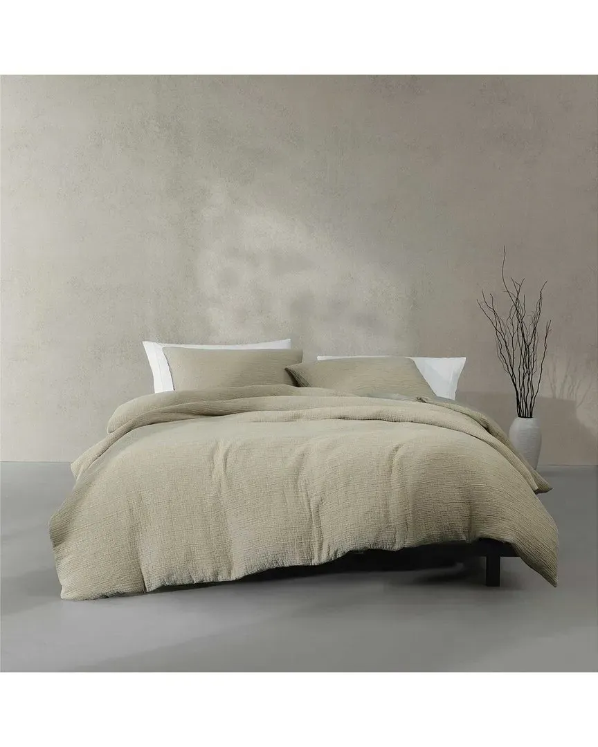 Washed Texture Duvet Cover Set - Green, Cotton image