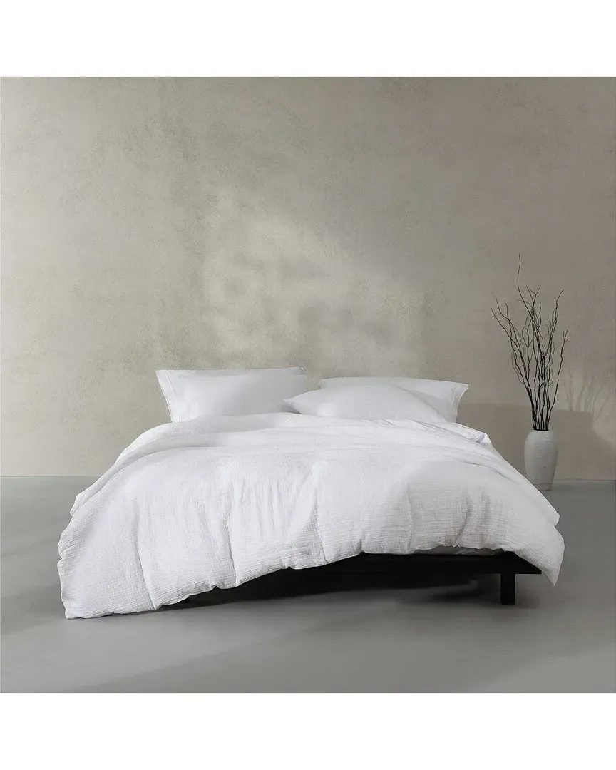 Washed Texture Duvet Cover Set - White, Cotton