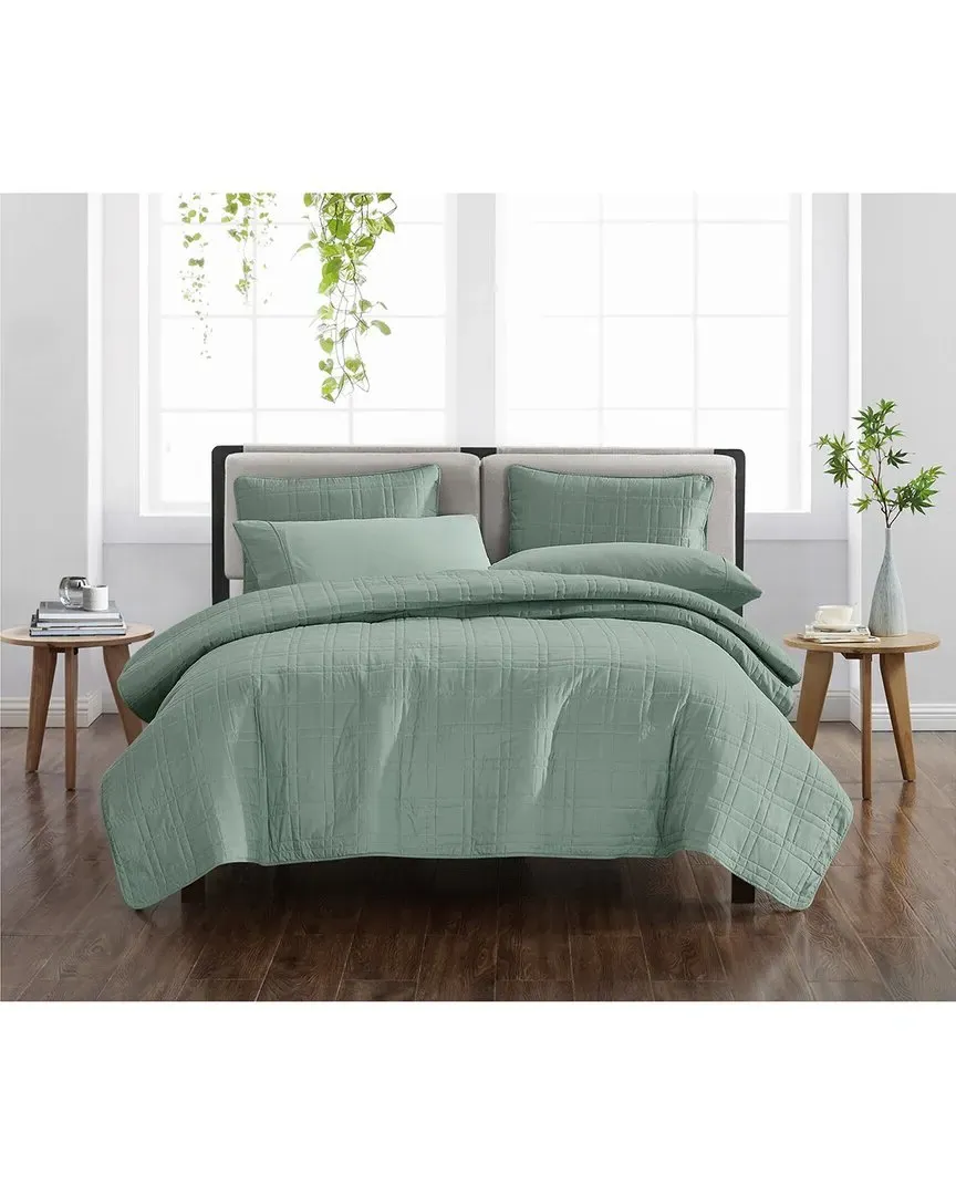 Heritage Quilt Set - Sage Green, Microfiber image