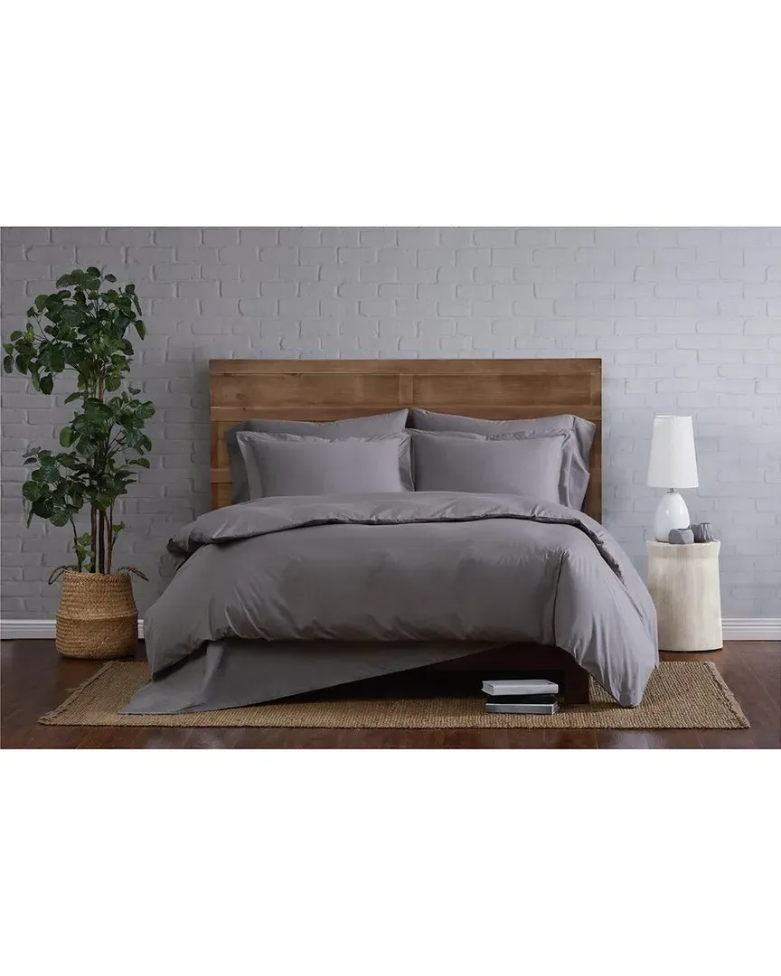 King Size Duvet Set with Button Closure - Grey, Cotton Percale image