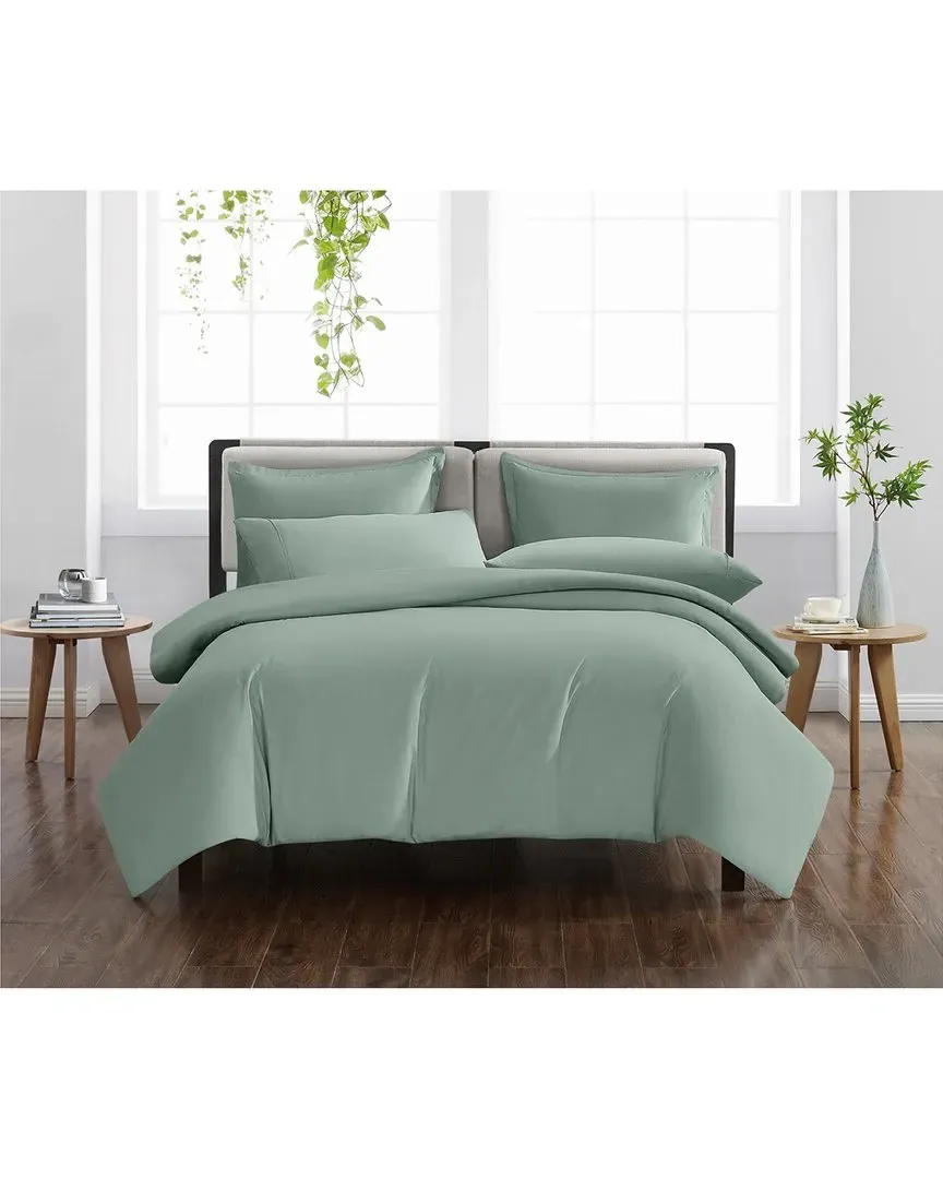 Solid Duvet Cover Set - Green, Microfiber Polyester