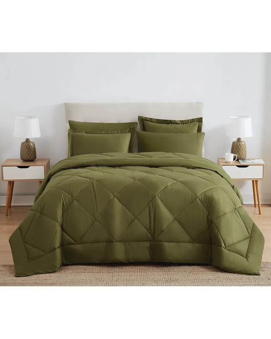 Solid Oversized 3pc Comforter Set - Olive Green, Cotton Percale