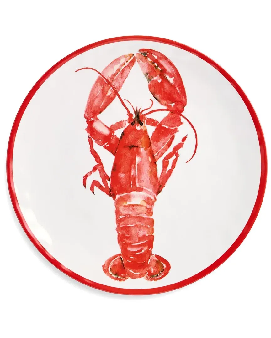 Beach House Lobster Melamine Dinner Plates Set of 6 - Red