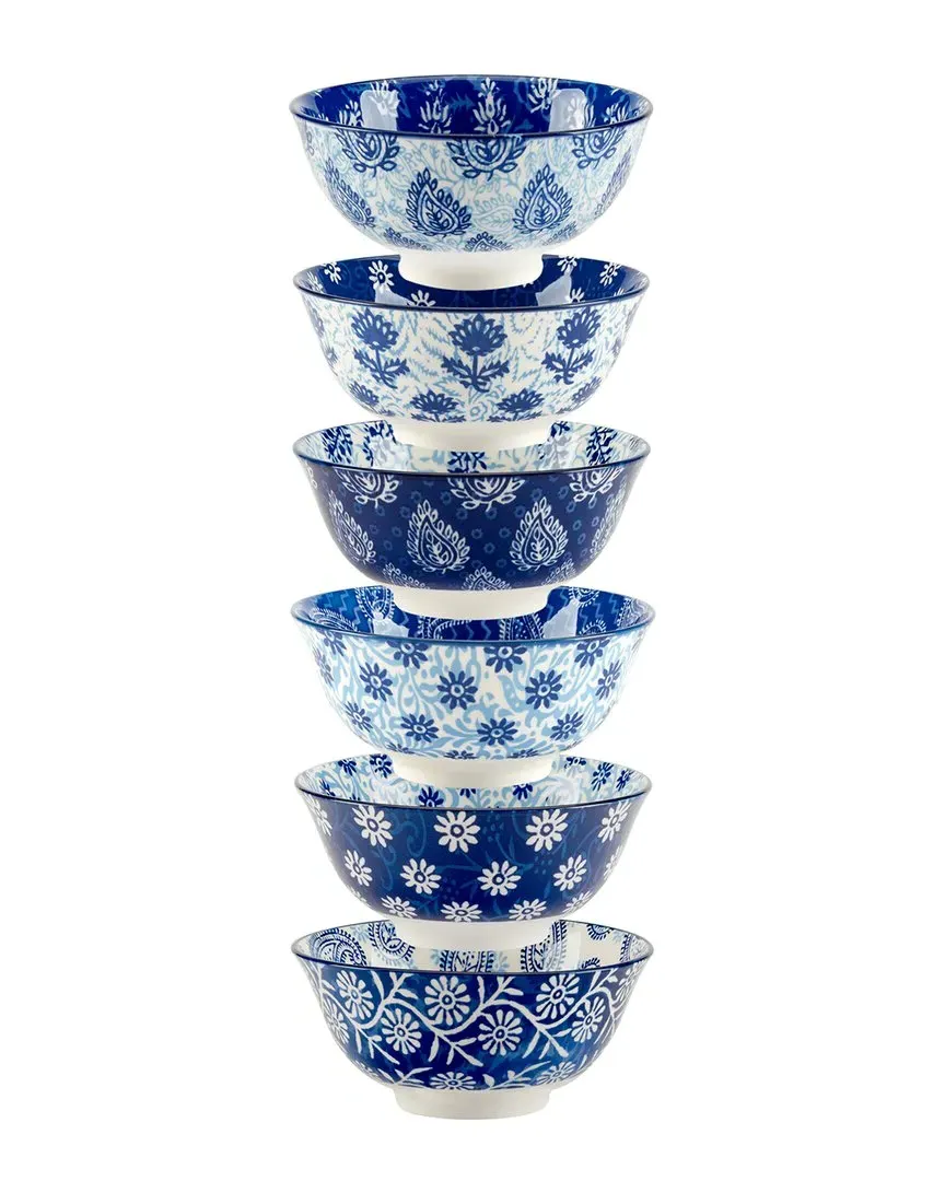 Carnival Set of 6 All Purpose Bowls - Blue, Porcelain image