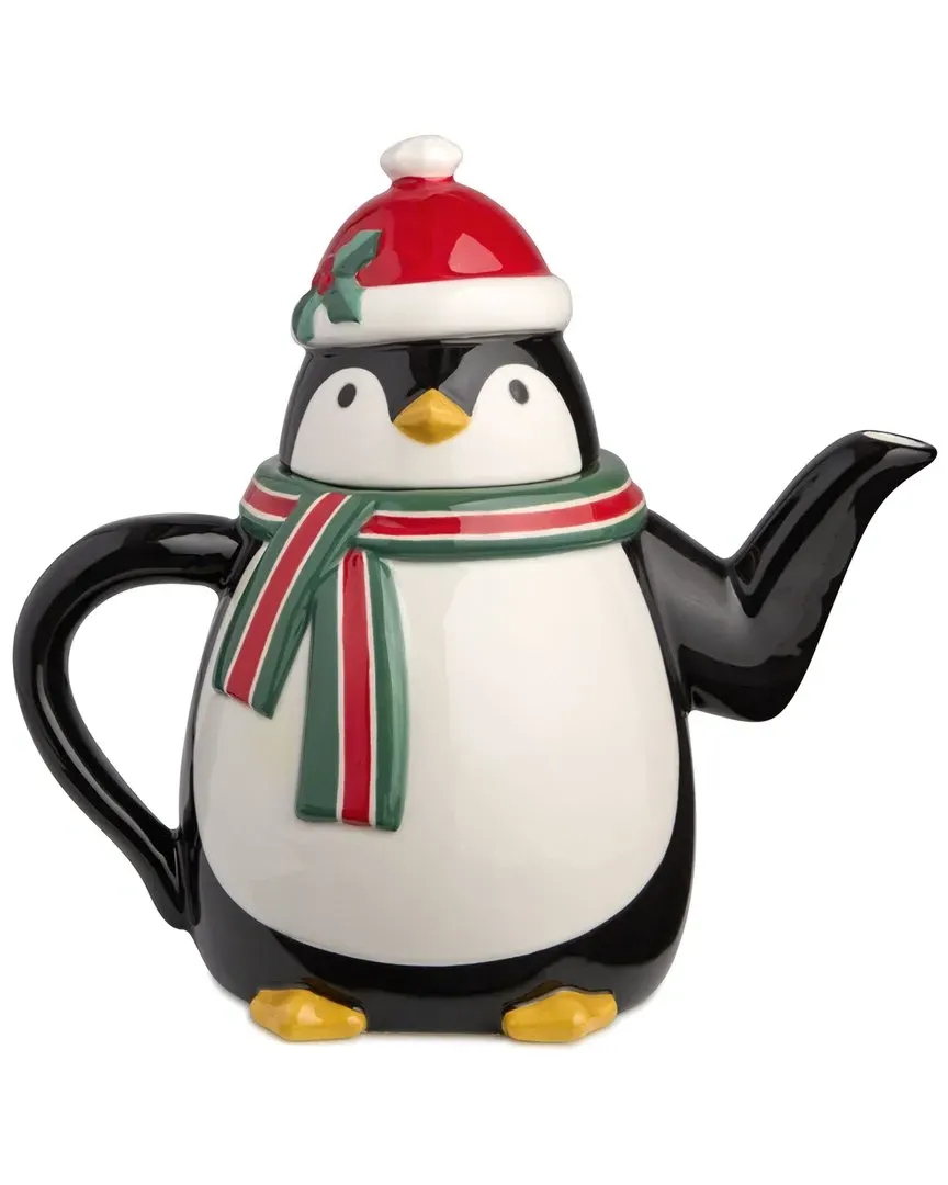 Christmas Whimsy Penguin 3D Teapot - Multicolor, Ceramic image
