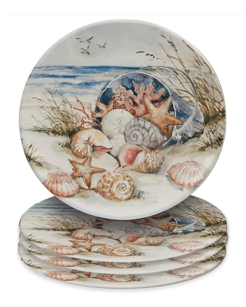 Coastal Landscape Dinner Plates Set of 4 - Blue, Ceramic