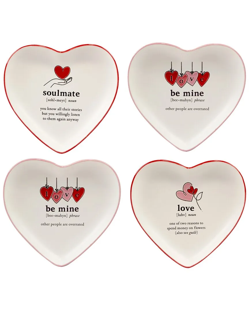 Heart Shaped Tidbit Plates Set of 4 - Multicolor, Stoneware image