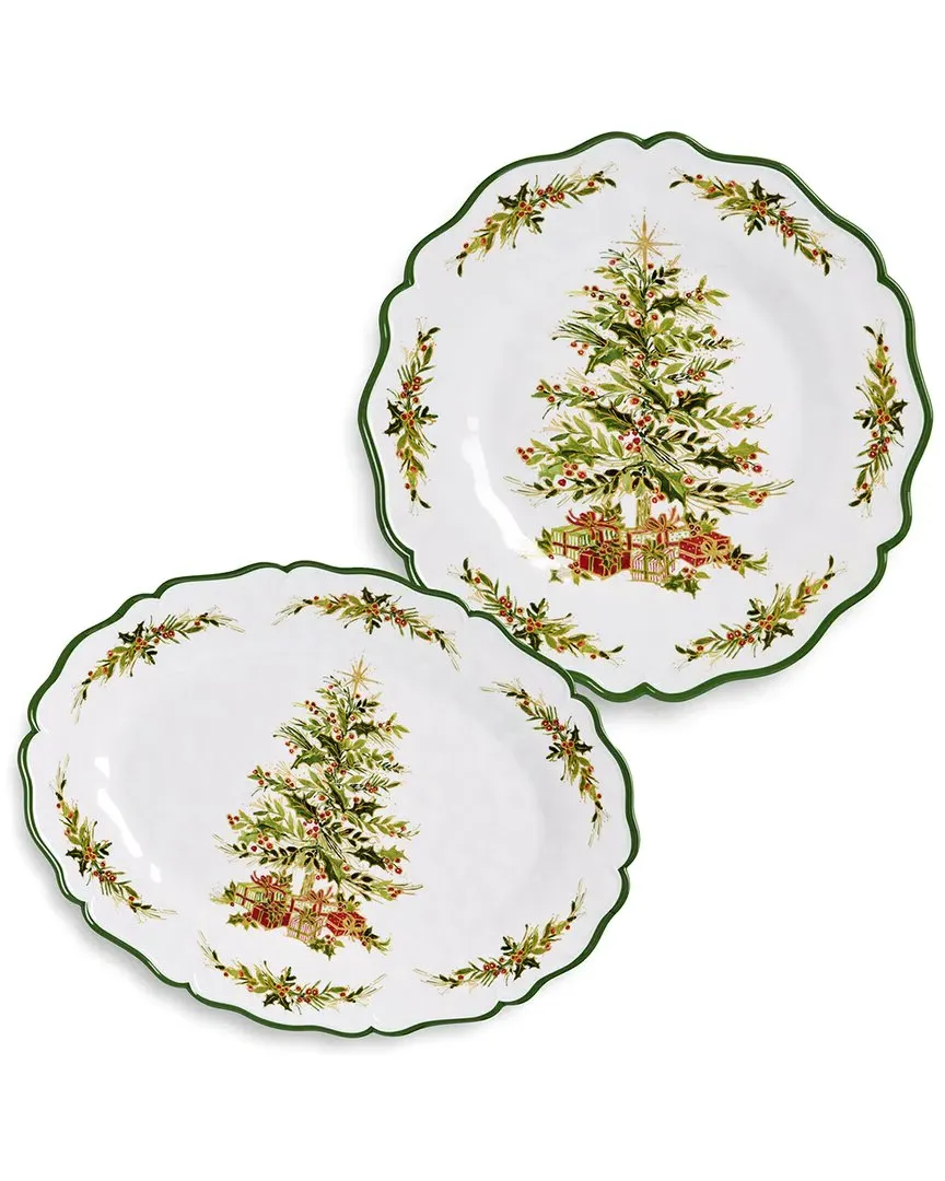 Holly Tree 2pc Melamine Platter Set - Multicolor