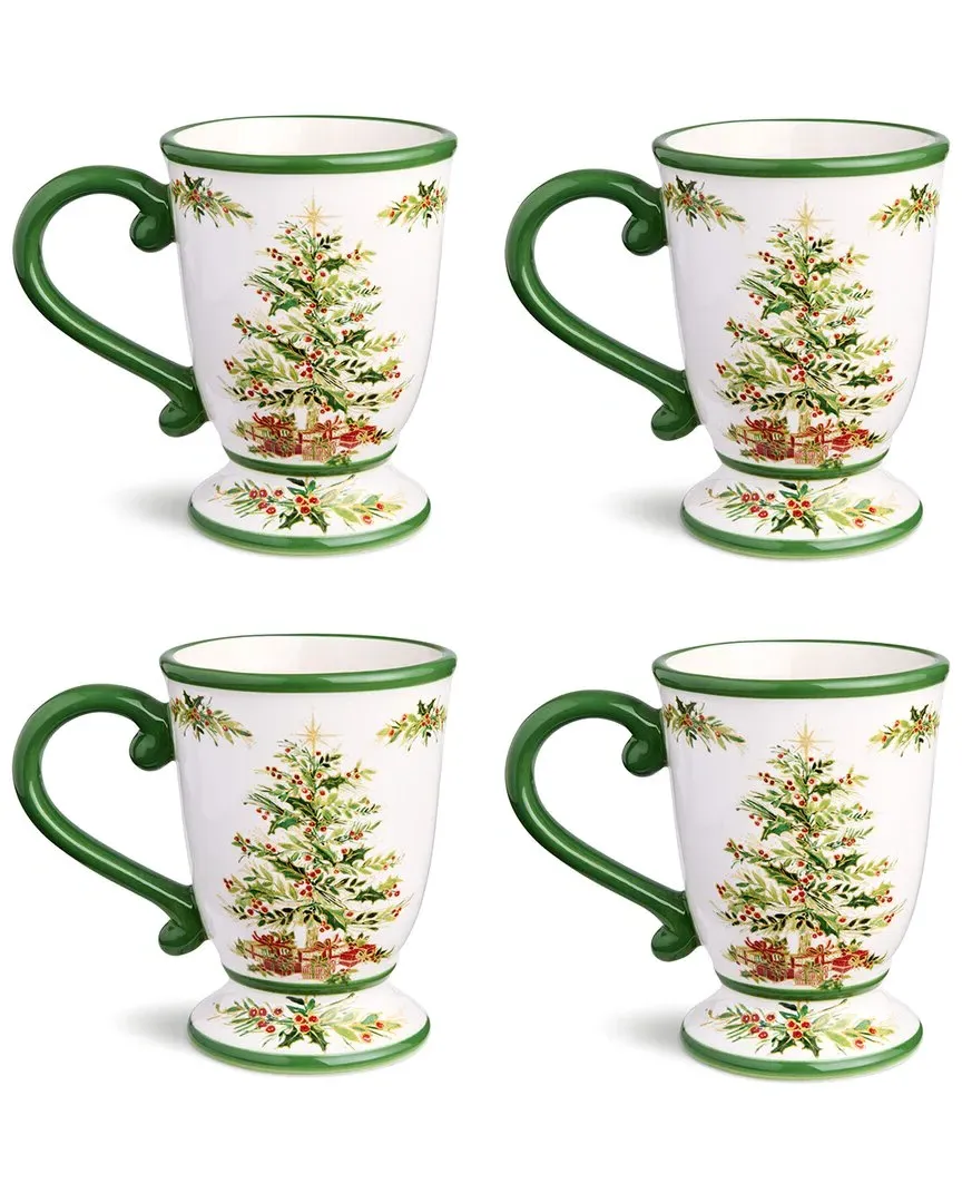 Holly Tree Set of 4 Ceramic Mugs - Multicolor image