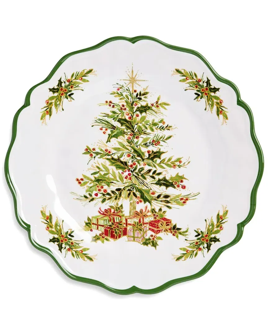 Holly Tree Set of 4 Melamine Dinner Plates - Multicolor