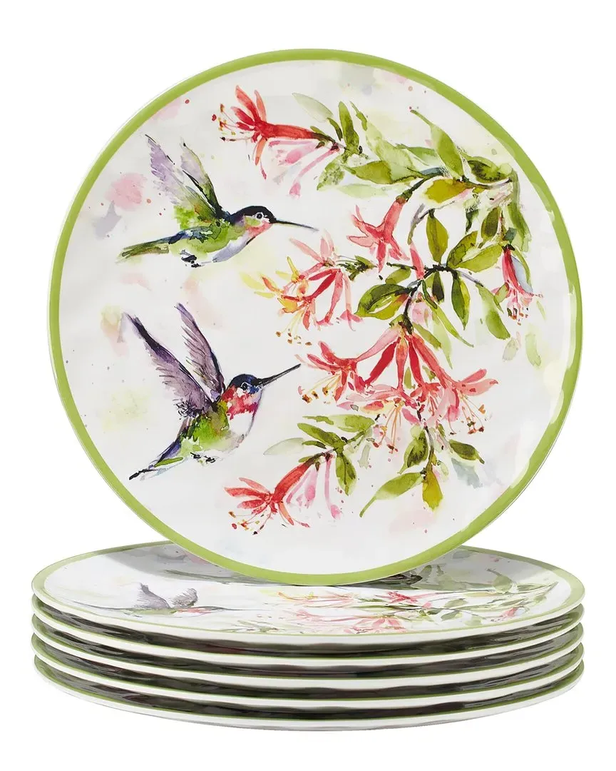 Hummingbirds Melamine Set of 6 Dinner Plates - Multicolor image
