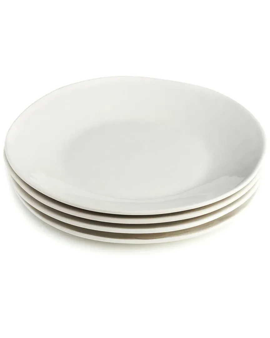 Linen Cream Dinner Plates Set of 4 - Cream, Stoneware