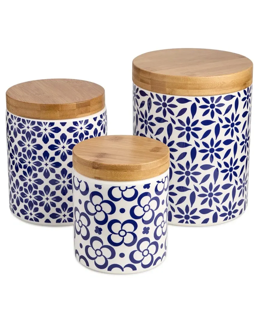 Madison 3-Piece Canister Set - Blue, Porcelain image