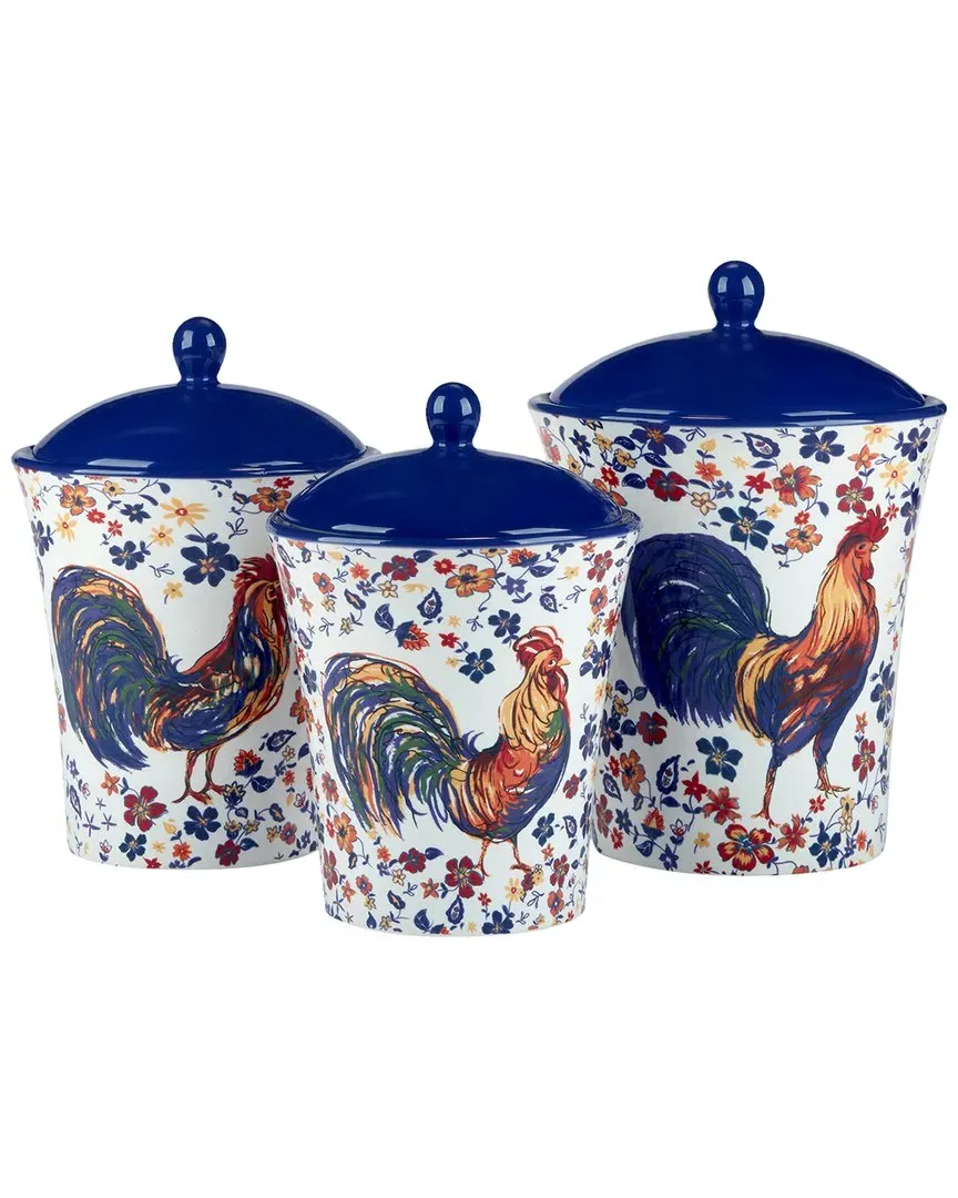 Morning Rooster Set of 3 Canisters - Multicolor, Ceramic