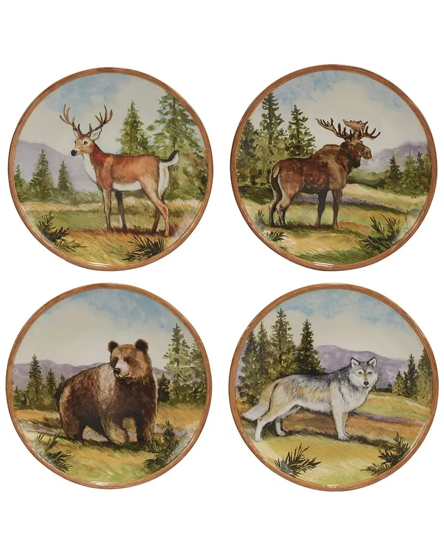 Mountain Summit Dinner Plates Set of 4 - Multicolor, Ceramic