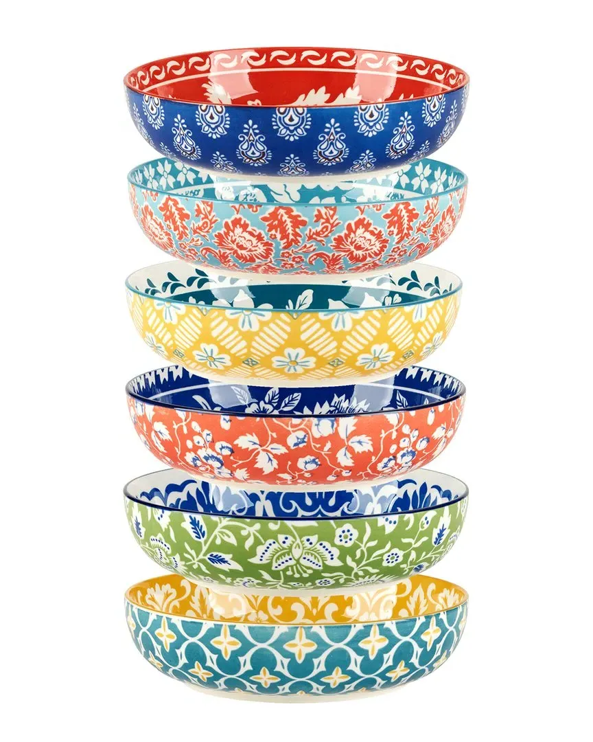 Panache Set of 6 Soup Bowls - Multicolor, Porcelain