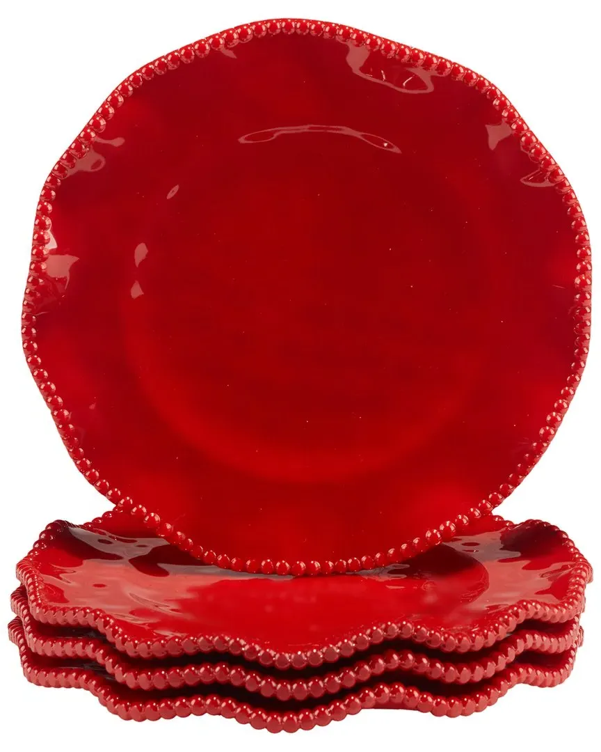 Perlette Set of 4 Salad Plates - Red, Melamine image