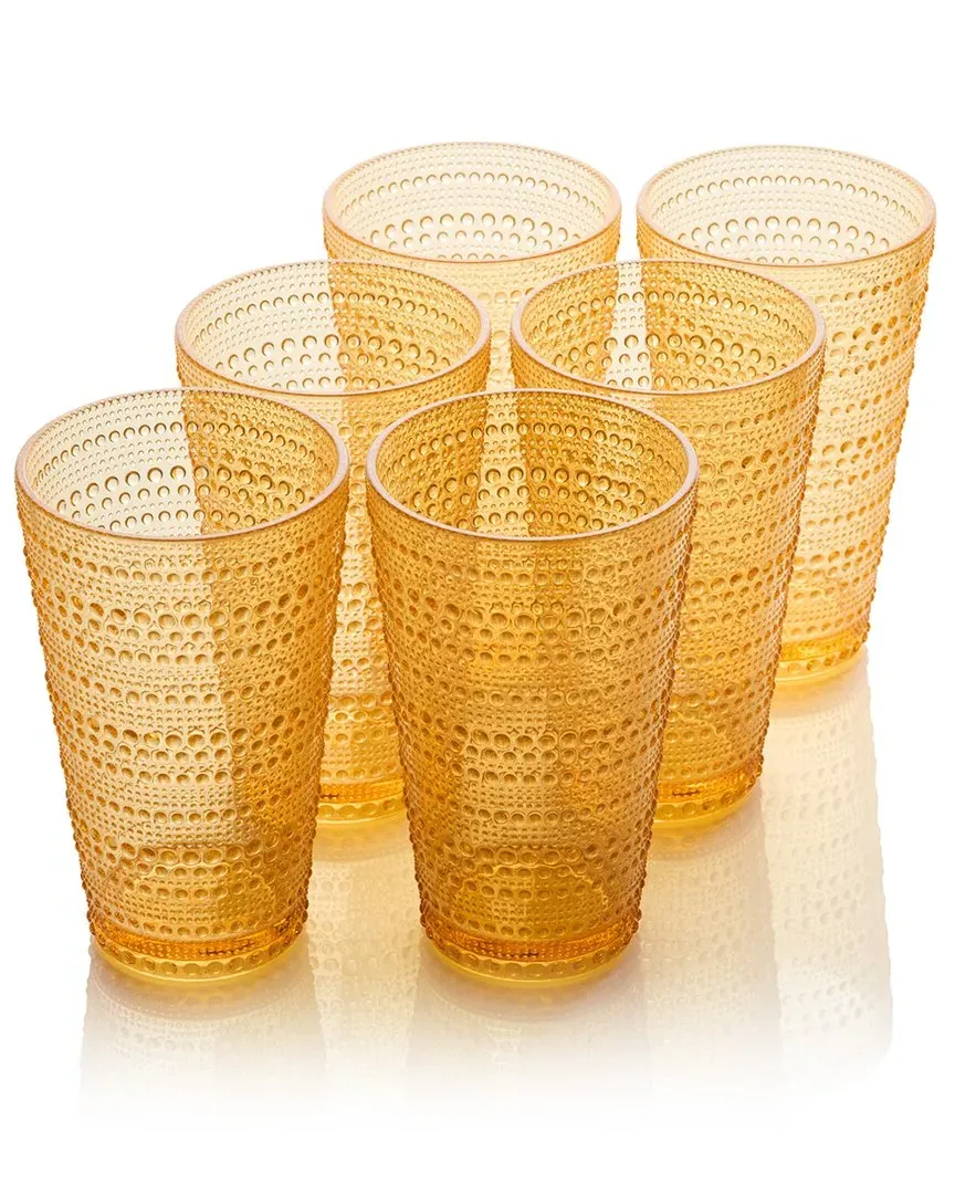 Santa Fe Set of 6 Ice Tea Glasses - Orange, Acrylic image