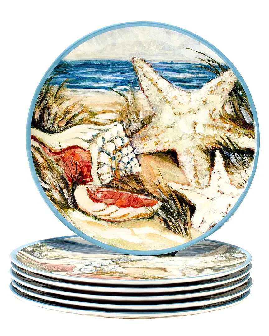 Seacoast Melamine Set of 6 Dinner Plates - Multicolor
