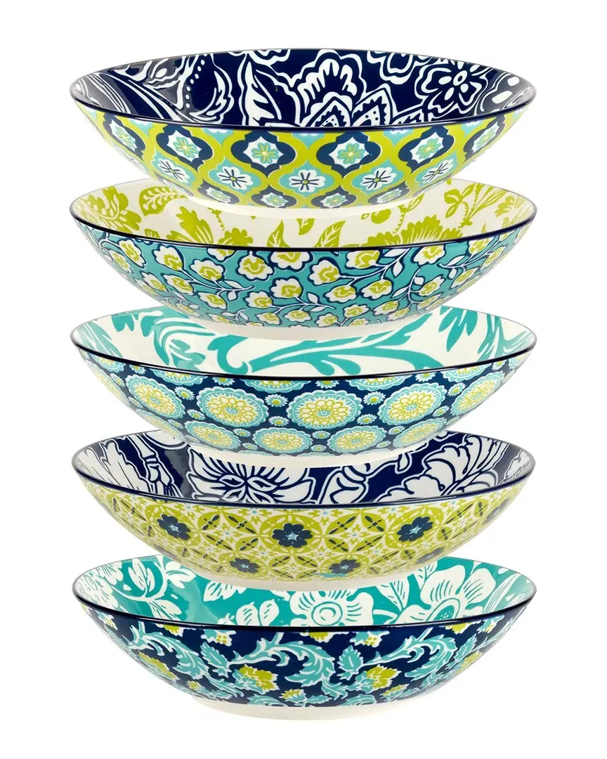 Tapestry Set of 6 Soup Bowls - Multicolor, Porcelain