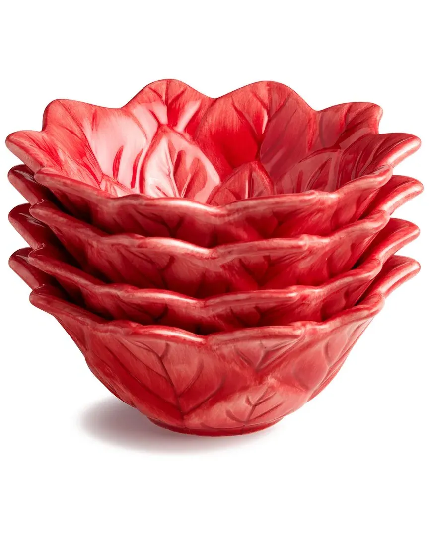 Winter Blooms Set of 4 3D Poinsettia Ice Cream Bowls - Red