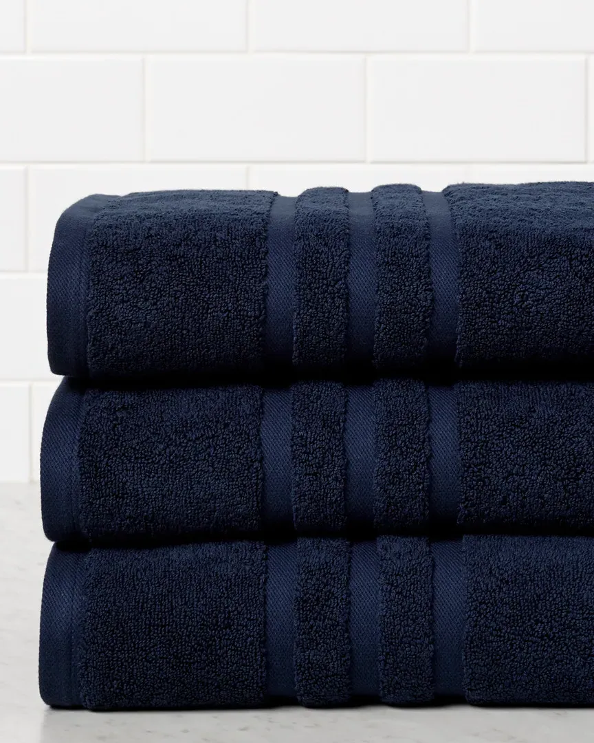 Irvington Set of 3 Bath Towels - Navy, Cotton