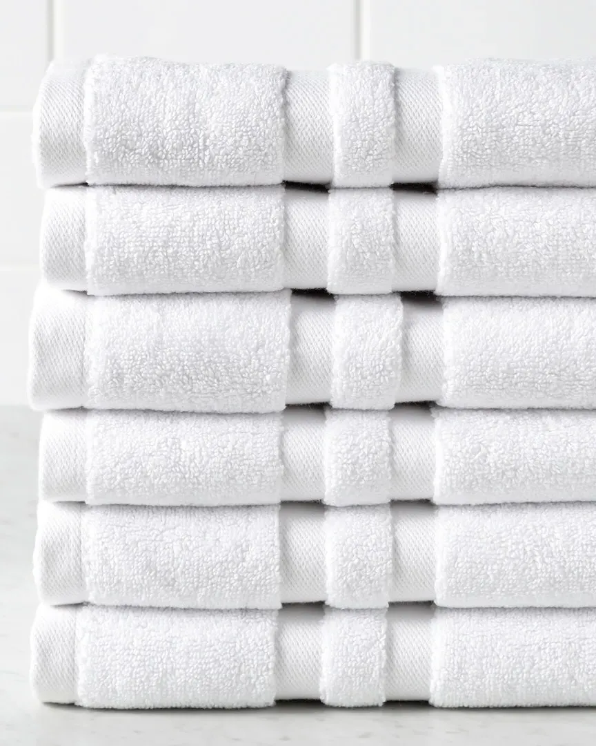 Set of 6 Hand Towels - White, Cotton image